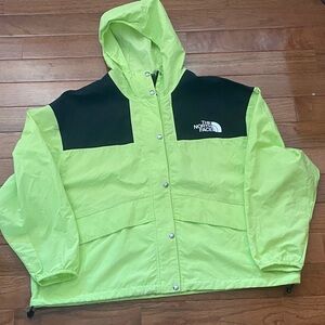 The North Face 86 Mountain Wind Jacket Safety Yellow Black Hooded XXL